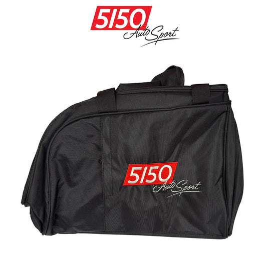 Black Duffel Bag featuring 5150 logo embroidered in red and white thread