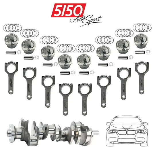A 4.7L BMW N63 Stroker kit, including Manley Performance connecting rods, billet stroker crankshaft, and CP forged pistons for high horsepower, high boost applications