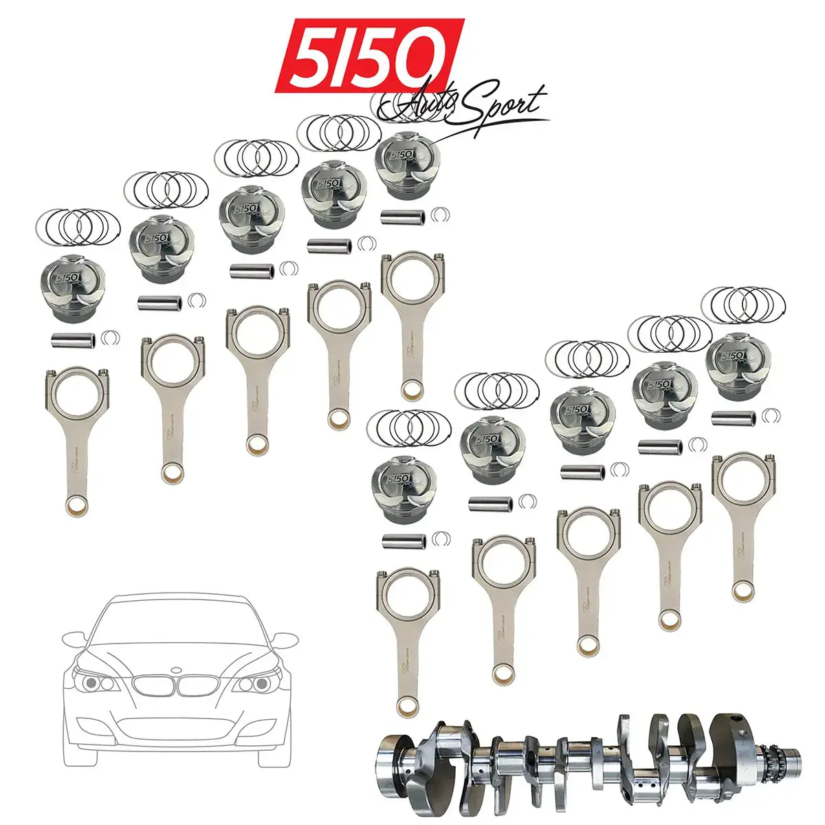 5.8L BMW S85 Stroker Kit by 5150 AutoSport including Stroker Crankshaft, Connecting Rods, and Pistons