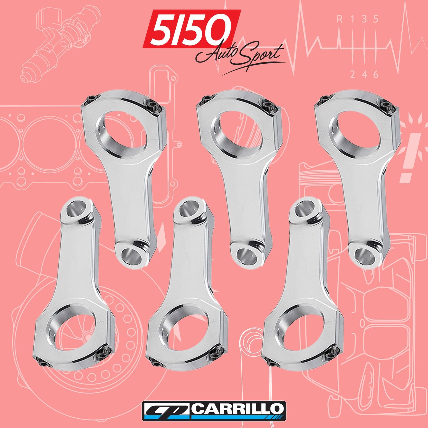 CP-Carrillo Connecting Rod Set, BMW M50/M52/S50/S52 Pro-Xtreme Aluminum
