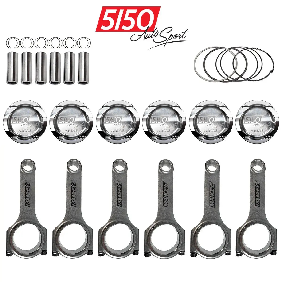 Complete set of BMW S52 forged Arias pistons and Manley performance forged connecting rods